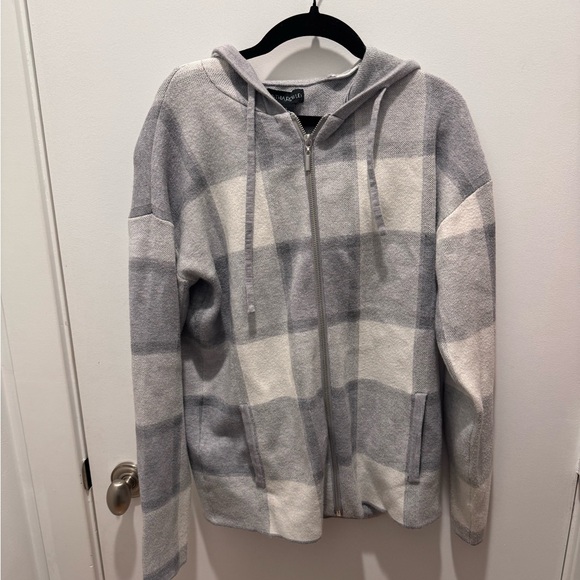 Cynthia Rowley Tops - Cynthia Rowley Gray Checkered Zip Up Sweatshirt
